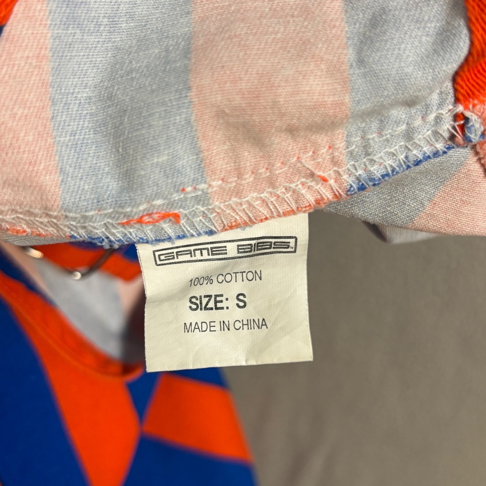 Game Bibs Orange Blue Striped Overalls Unisex Small Gameday Tailgate Cotton Bibs - Picture 7 of 9